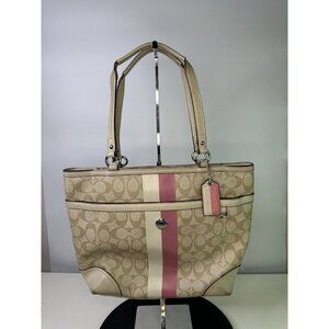 For Repair- Vintage COACH CHELSEA HERITAGE F14477 Leather Signature Tote Handbag